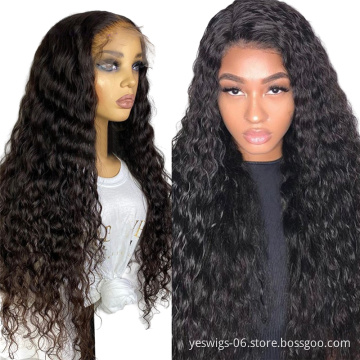 Factory Supplier Raw Peruvian Virgin Human Hair  Hot Sale 13X6 inch Lace Closure Wig Natural color Human Hair Kinky Curly Wigs